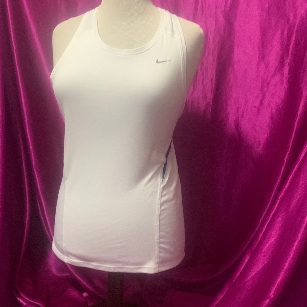 Nike dry fit white and blue sleeveless top size small good condition